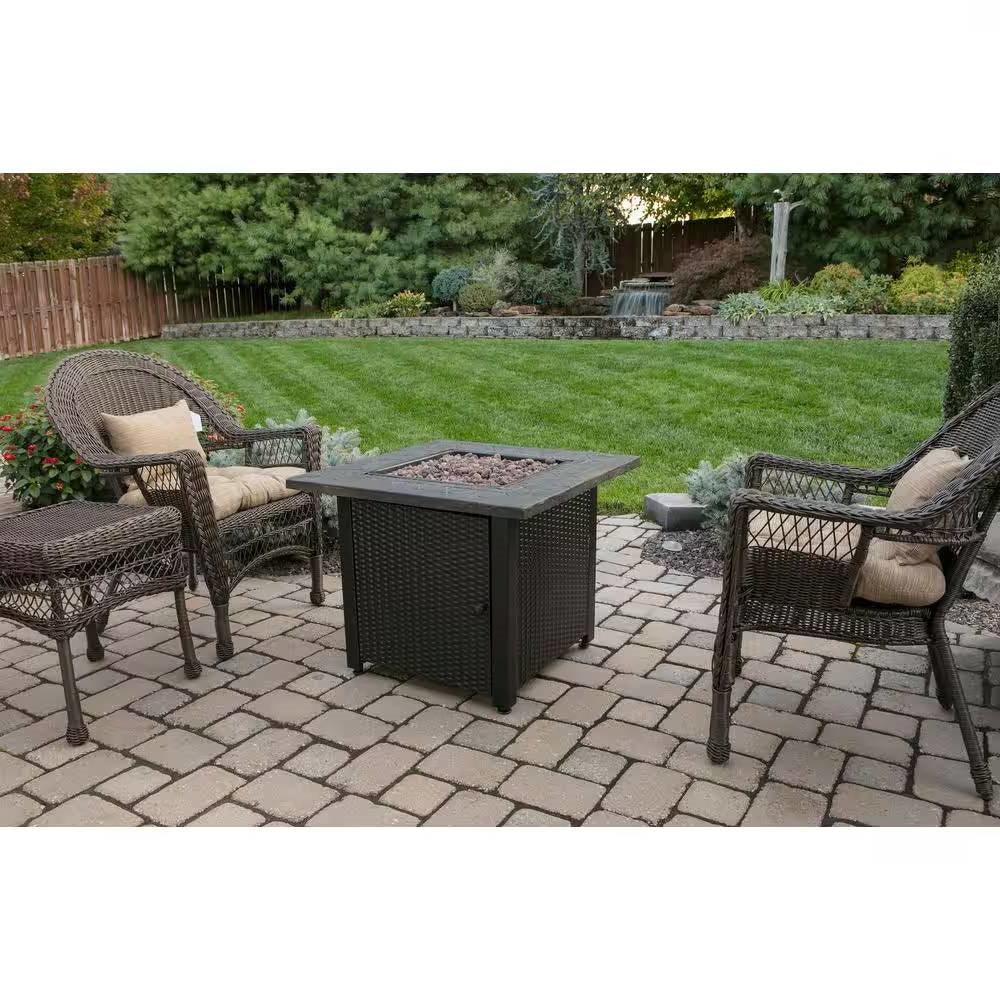 30-inch Outdoor Bronze LP Propane Gas Fire Pit with Lava Rocks and Cover LuxuryLifeWay Online Store
