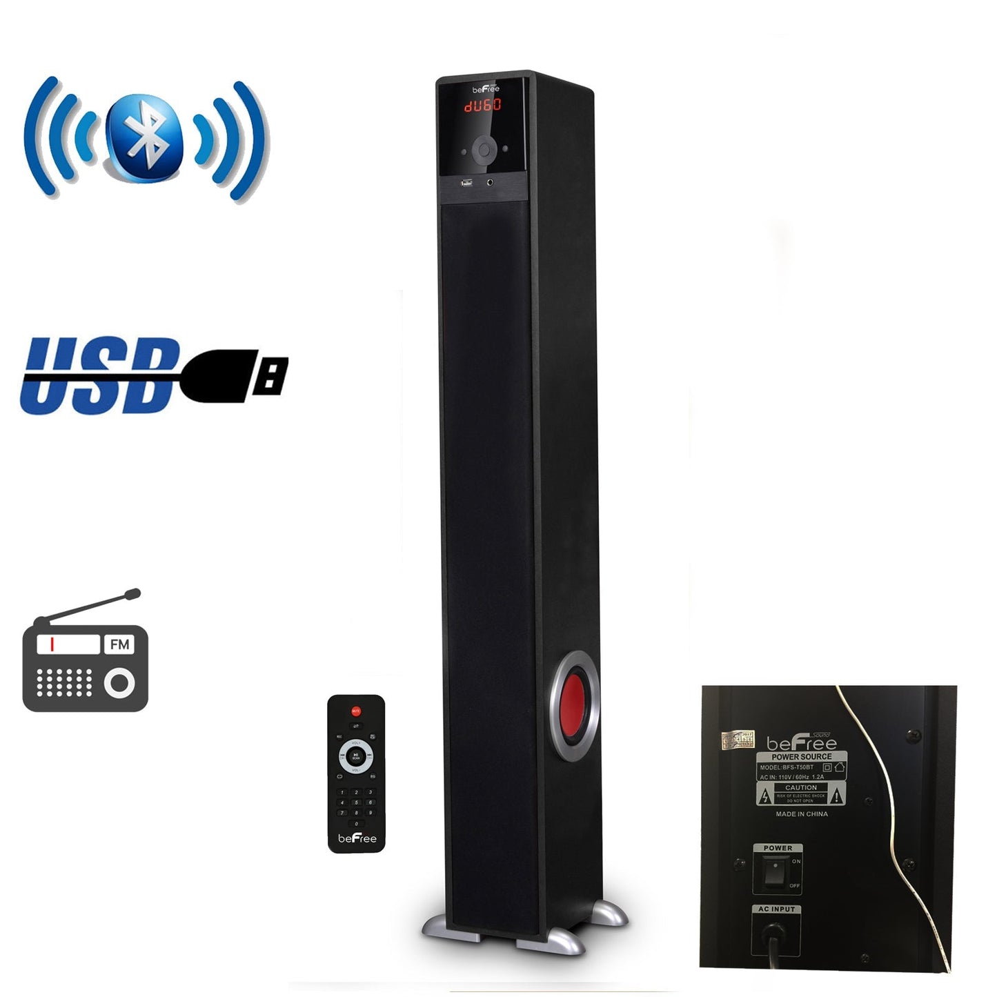 beFree Sound Bluetooth Powered Tower Speaker LuxuryLifeWay Online Store