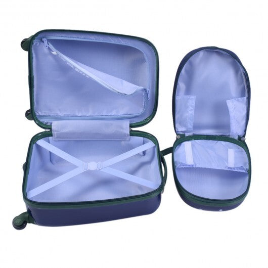 2 Pieces 12 Inch and 16 Inch Kids Carry on Suitcase Rolling Backpack School Luggage Set-Elephant - Color: Dark Blue LuxuryLifeWay Online Store