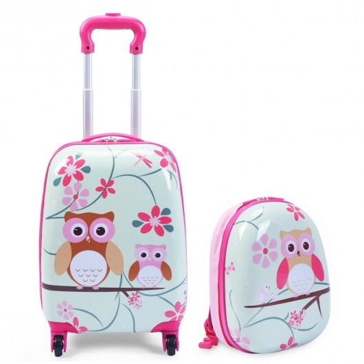 2 Pieces 12 Inch 16 Inch Green ABS Kids Suitcase Luggage Set - Color: Pink LuxuryLifeWay Online Store