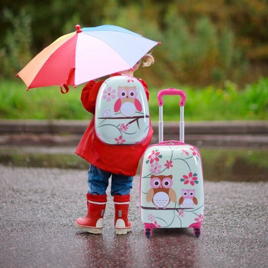 2 Pieces 12 Inch 16 Inch Green ABS Kids Suitcase Luggage Set - Color: Pink LuxuryLifeWay Online Store