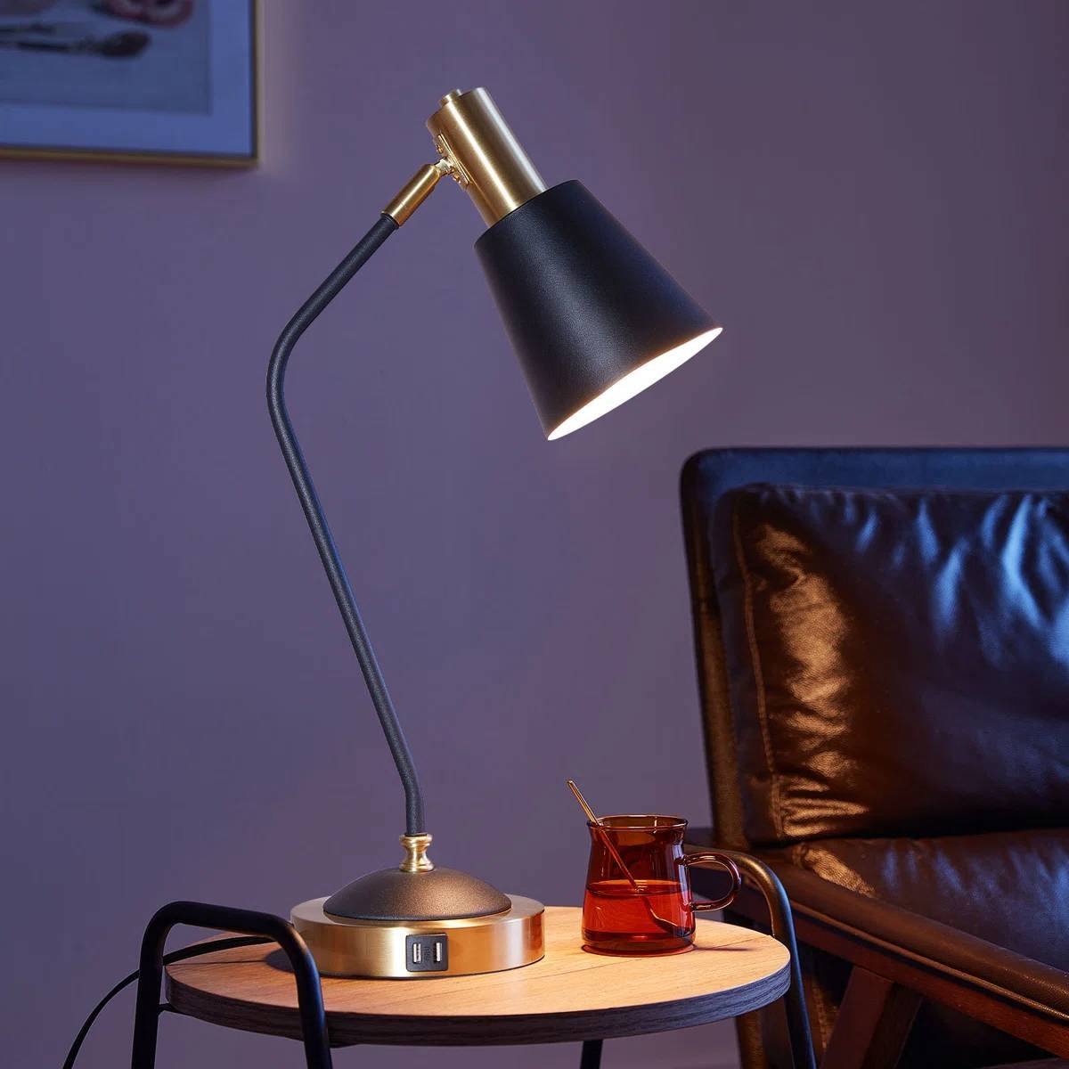 Black/Gold Mid-Century Modern Gooseneck Dimmable Touch Control USB Table Lamp LuxuryLifeWay Online Store
