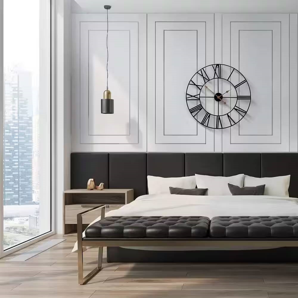 Round 24-inch Black Metal Roman Numeral Wall Clock with Gold Hands LuxuryLifeWay Online Store