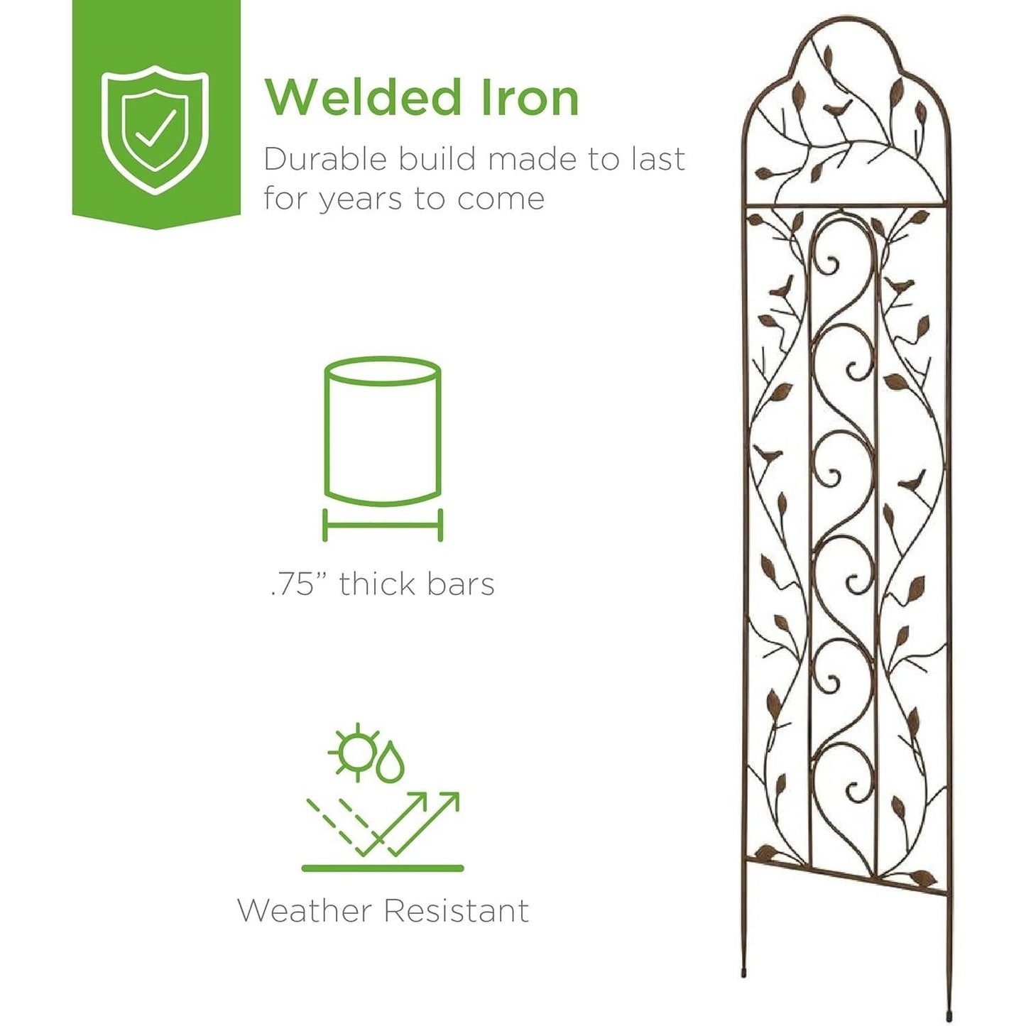 60-inch Tall Outdoor Iron Garden Trellis in Bronze Metal Finish LuxuryLifeWay Online Store