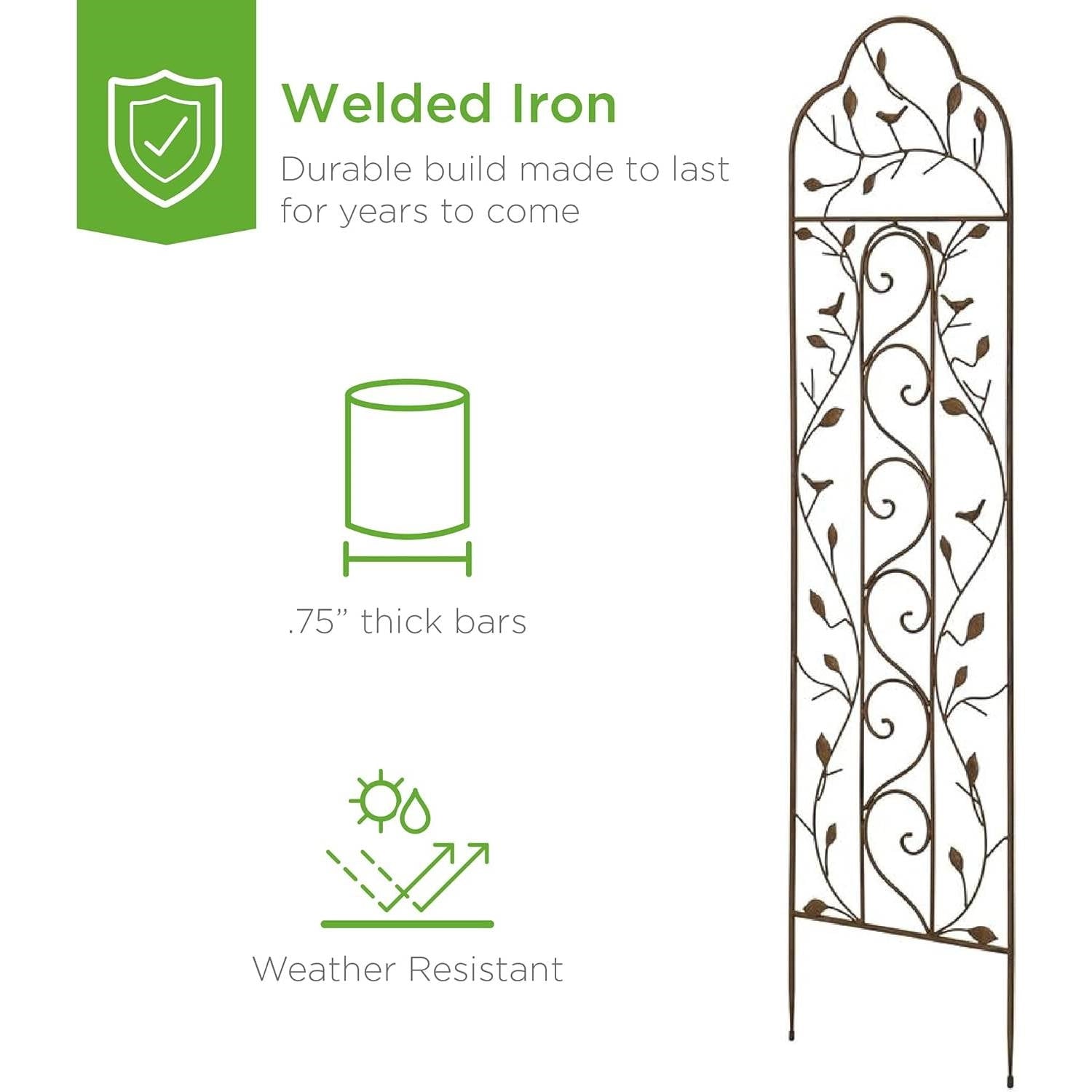 60-inch Tall Outdoor Iron Garden Trellis in Bronze Metal Finish LuxuryLifeWay Online Store
