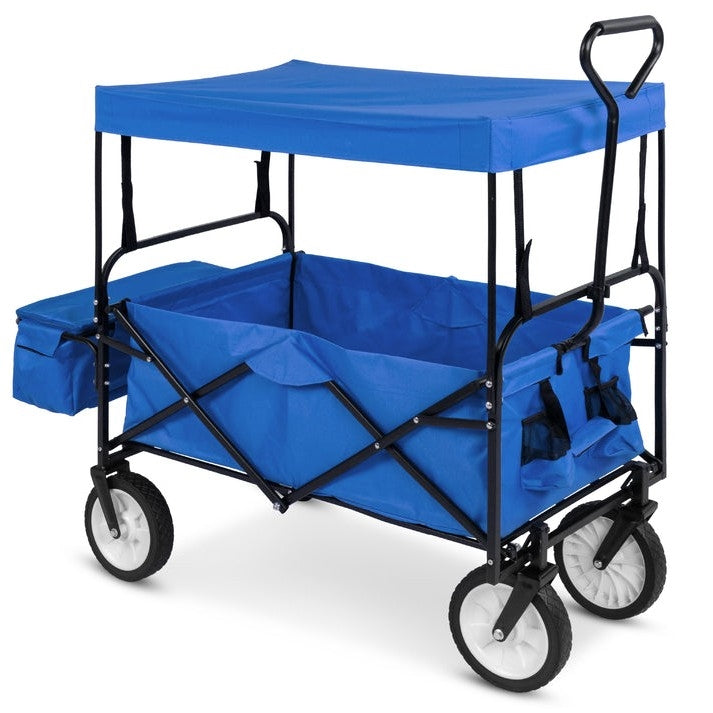 Collapsible Utility Wagon Cart Indoor/Outdoor with Canopy - Blue LuxuryLifeWay Online Store