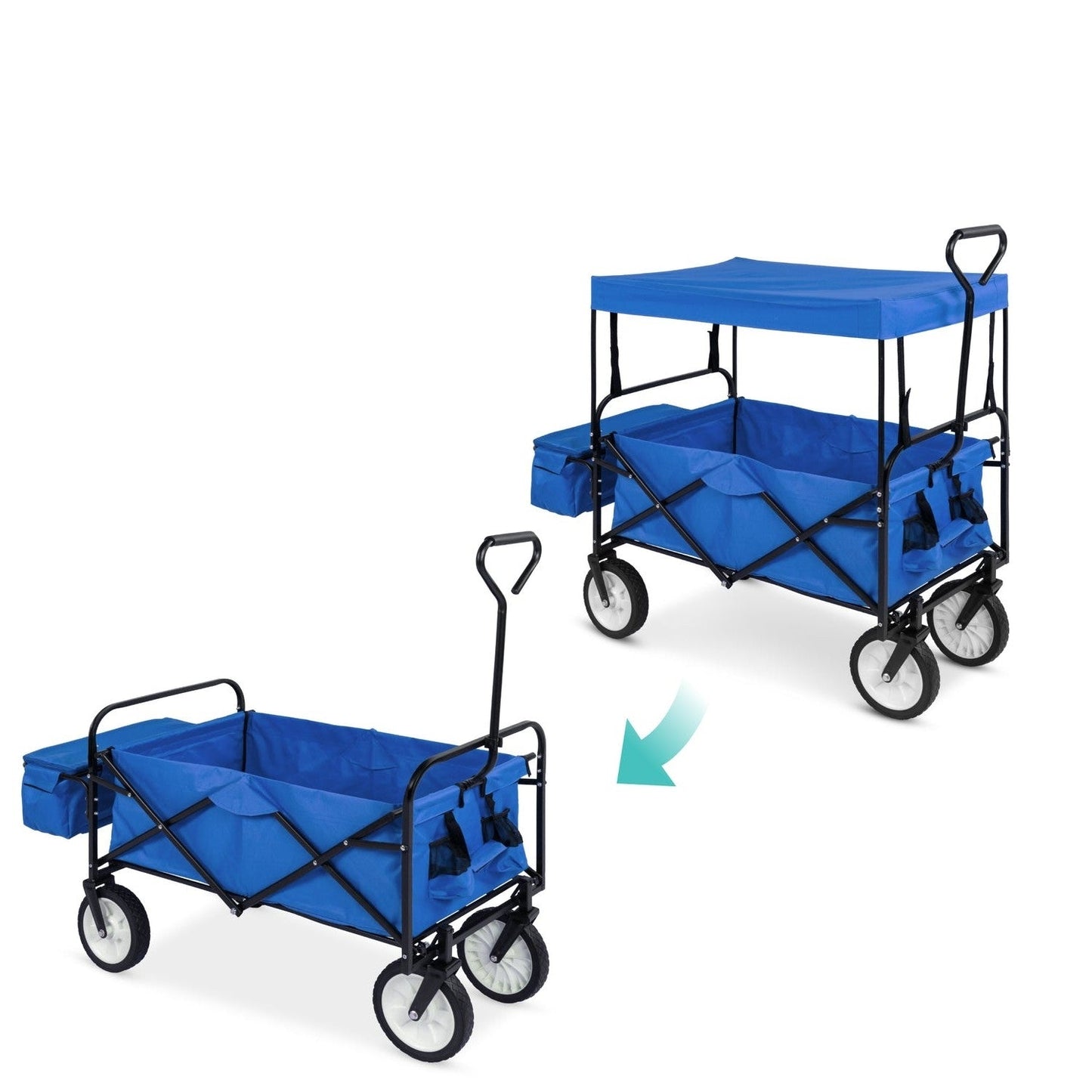 Collapsible Utility Wagon Cart Indoor/Outdoor with Canopy - Blue LuxuryLifeWay Online Store