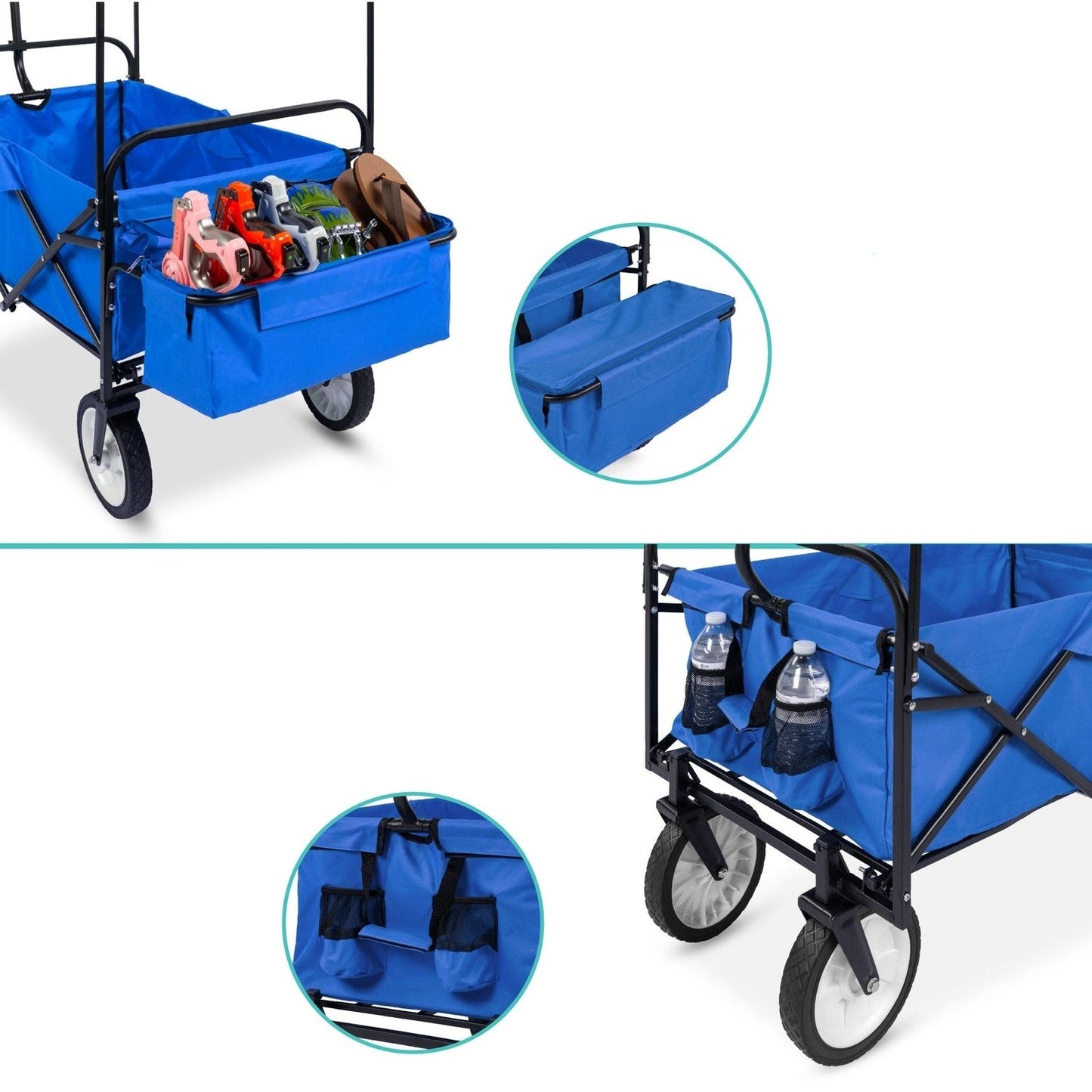 Collapsible Utility Wagon Cart Indoor/Outdoor with Canopy - Blue LuxuryLifeWay Online Store