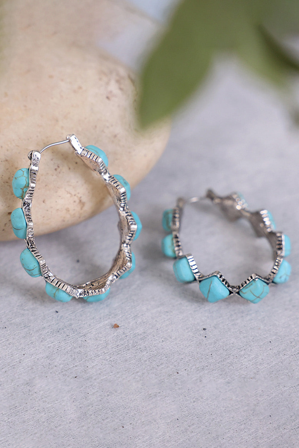 Green Square Turquoise Gem Earrings LuxuryLifeWay Online Store