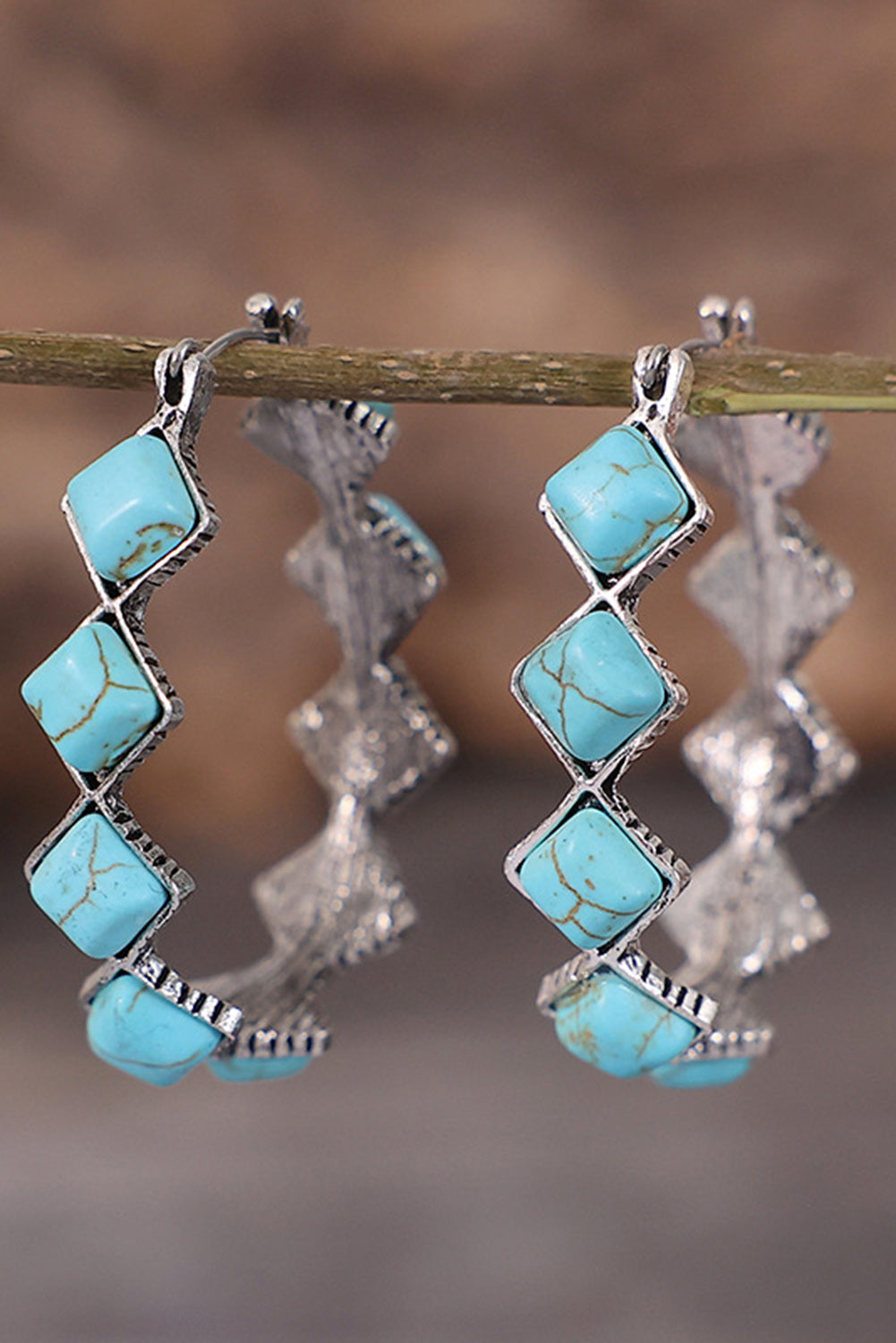 Green Square Turquoise Gem Earrings LuxuryLifeWay Online Store