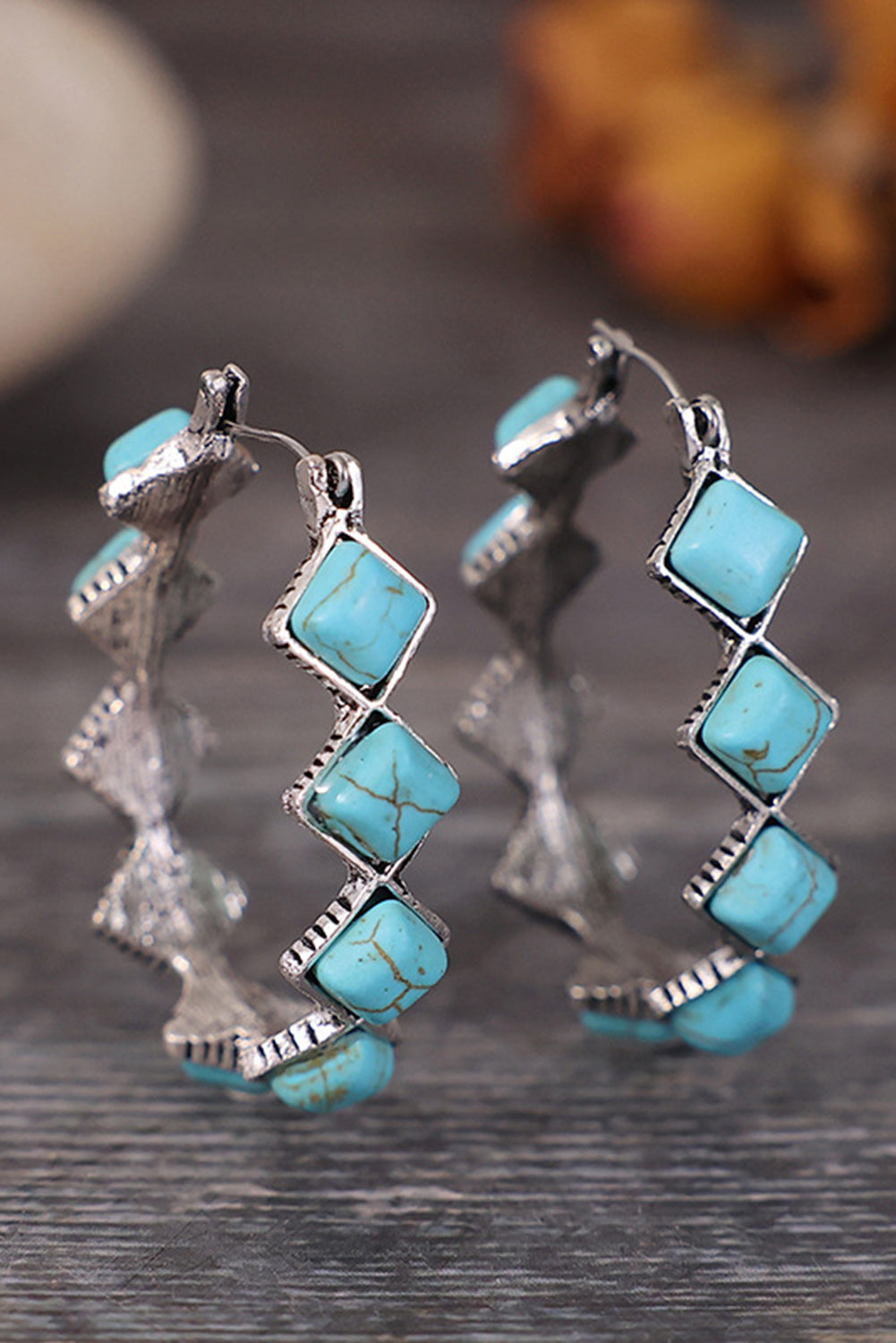 Green Square Turquoise Gem Earrings LuxuryLifeWay Online Store