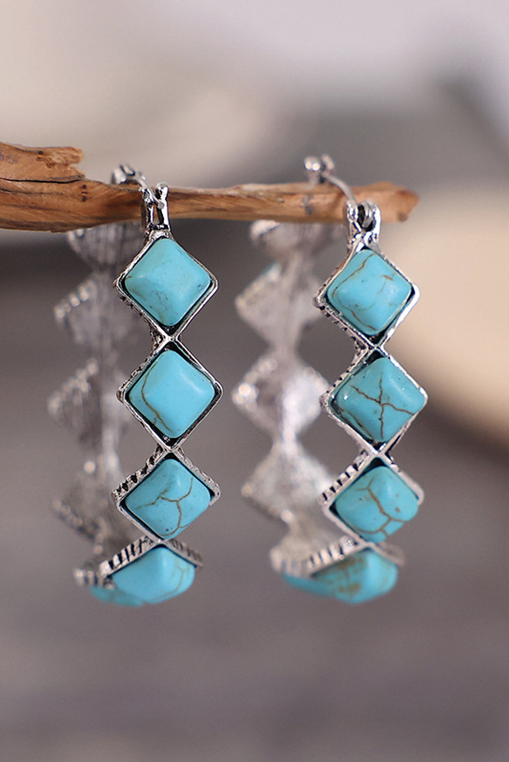 Green Square Turquoise Gem Earrings LuxuryLifeWay Online Store