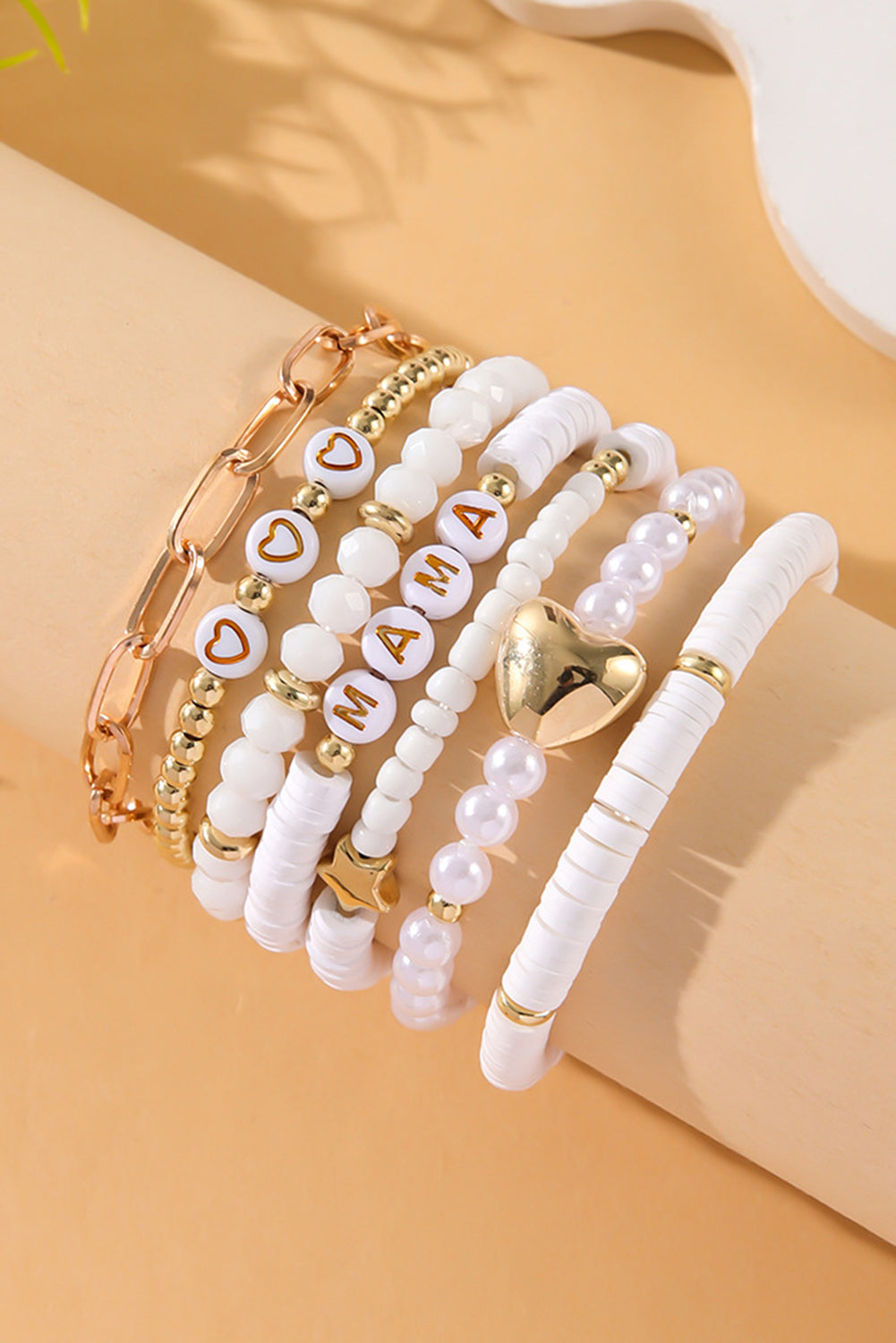White MAMA Heart Pearl Layer Bracelet LuxuryLifeWay Online Store