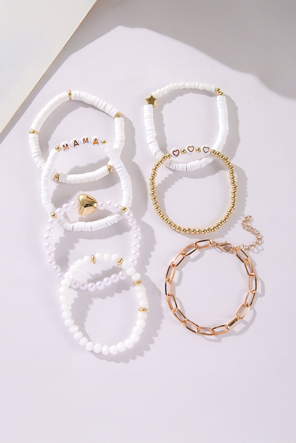 White MAMA Heart Pearl Layer Bracelet LuxuryLifeWay Online Store
