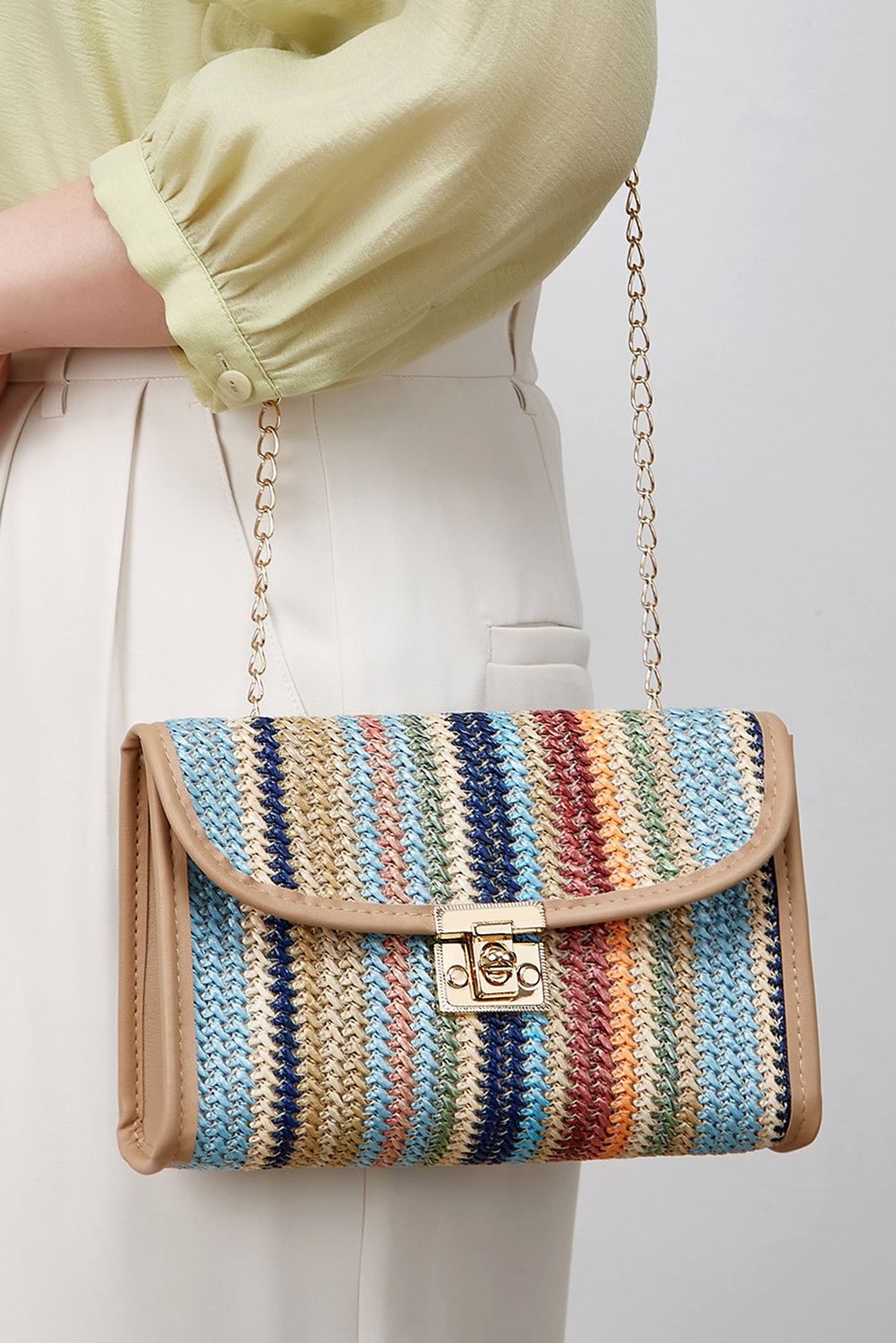Azariah Striped Crochet Flapped Bag LuxuryLifeWay Online Store