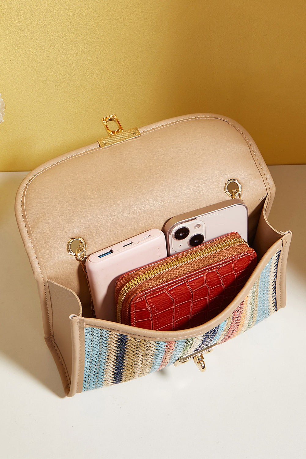 Azariah Striped Crochet Flapped Bag LuxuryLifeWay Online Store