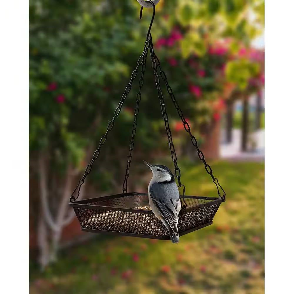 Heavy Duty Black Iron Mesh Bird Feeder Seed Tray with Easy to Hang Chain LuxuryLifeWay Online Store