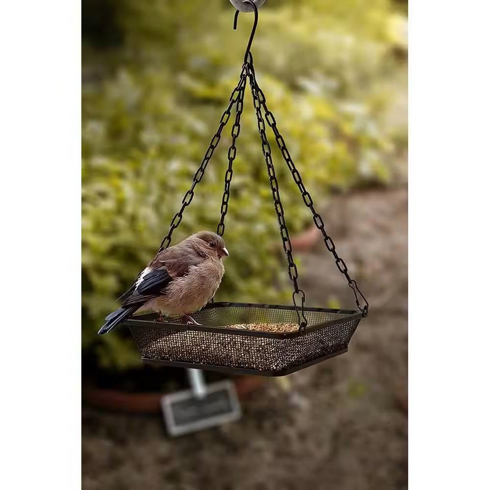 Heavy Duty Black Iron Mesh Bird Feeder Seed Tray with Easy to Hang Chain LuxuryLifeWay Online Store