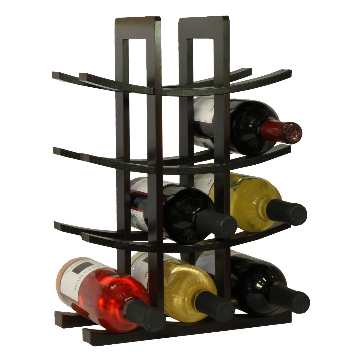 12-Bottle Wine Rack in Dark Espresso Finish Bamboo LuxuryLifeWay Online Store