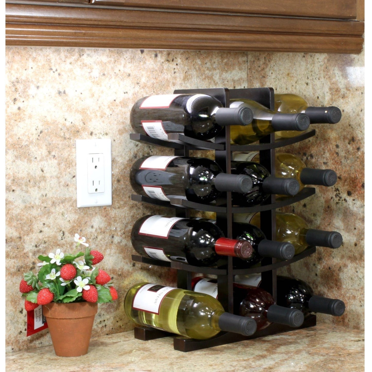 12-Bottle Wine Rack in Dark Espresso Finish Bamboo LuxuryLifeWay Online Store