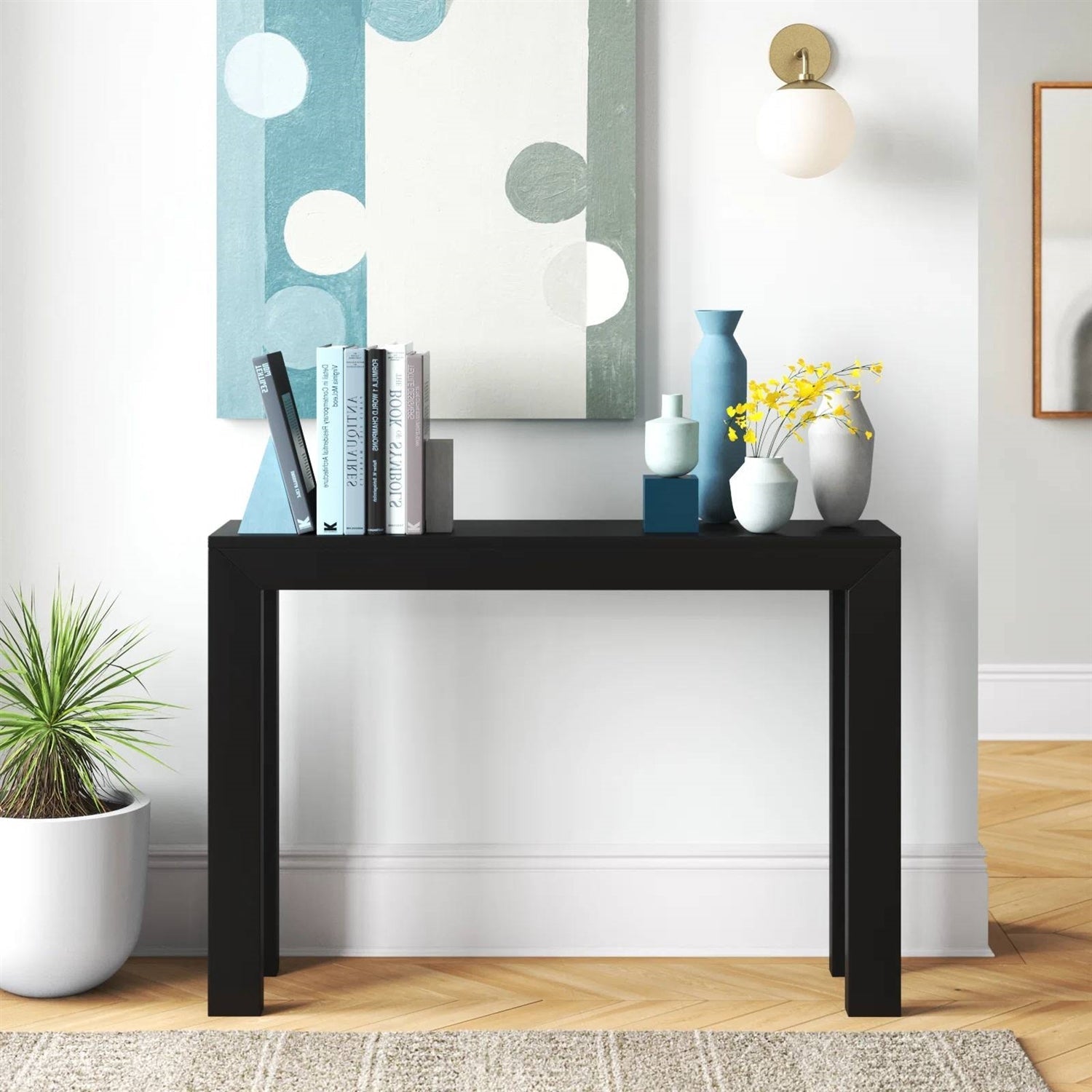 Solid Wood Modern Accent Console Table / Sofa Table in Black Finish LuxuryLifeWay Online Store