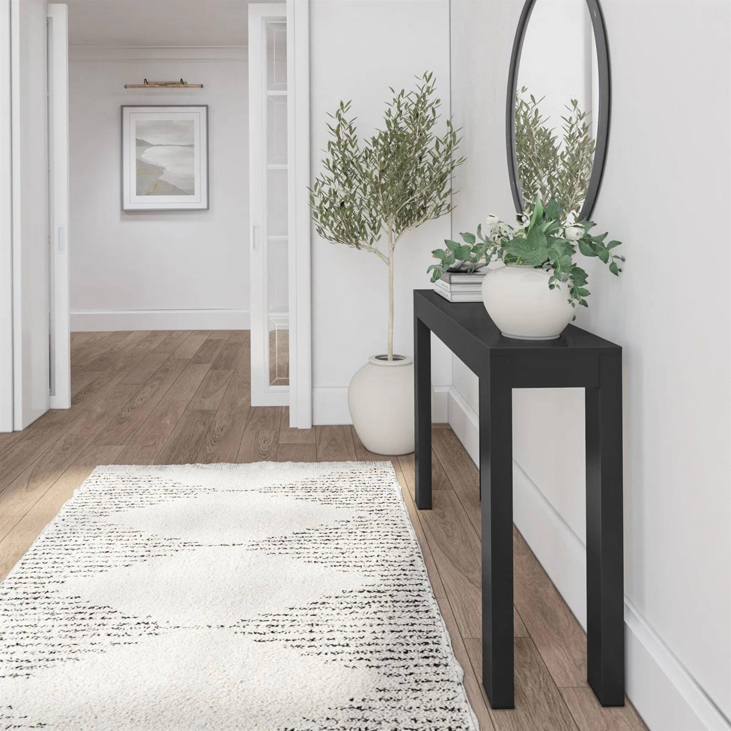 Solid Wood Modern Accent Console Table / Sofa Table in Black Finish LuxuryLifeWay Online Store