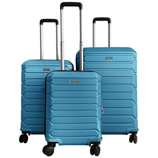 3-Piece Hardside Luggage Set Lightweight Hardside Suitcases with 8-Spinner Wheels-Blue LuxuryLifeWay Online Store
