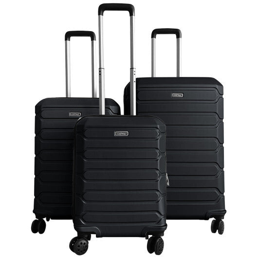 3-Piece Hardside Luggage Set Lightweight Hardside Suitcases with 8-Spinner Wheels-Blue LuxuryLifeWay Online Store