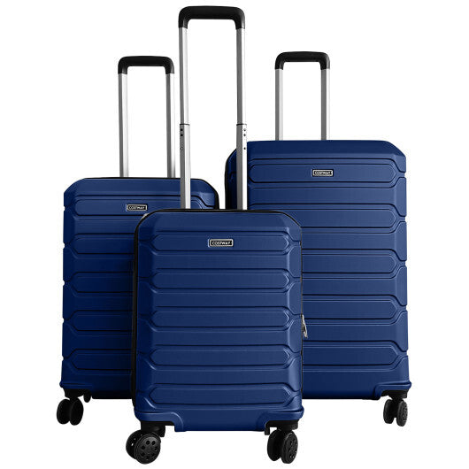 3-Piece Hardside Luggage Set Lightweight Hardside Suitcases with 8-Spinner Wheels-Blue LuxuryLifeWay Online Store