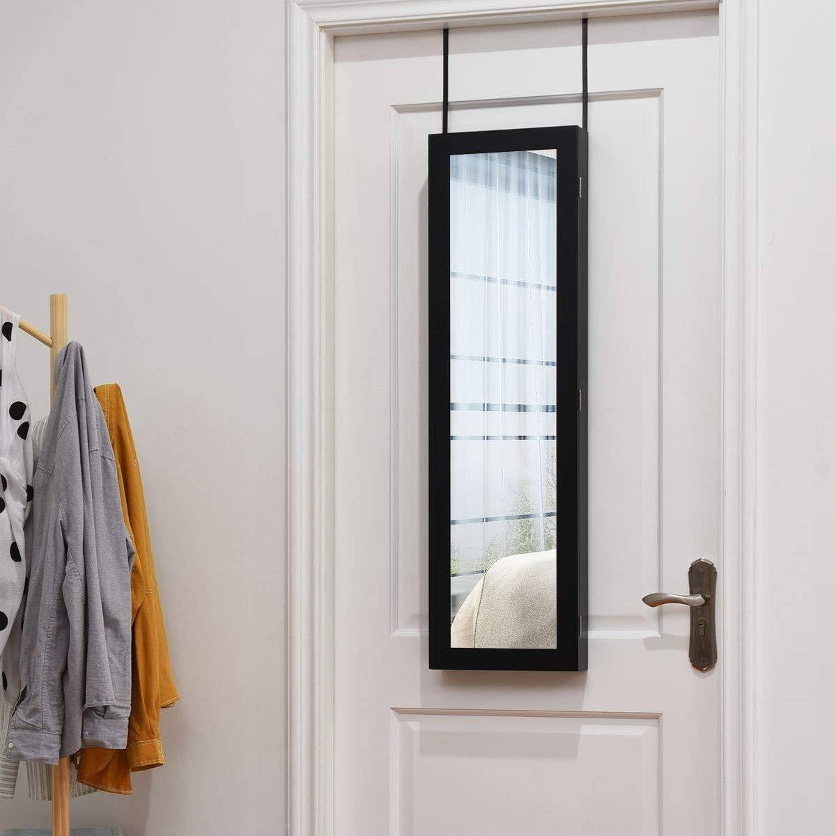 2-in-1 Black Wall or Door Mounted Jewelry Organizer Full Length Mirror LuxuryLifeWay Online Store