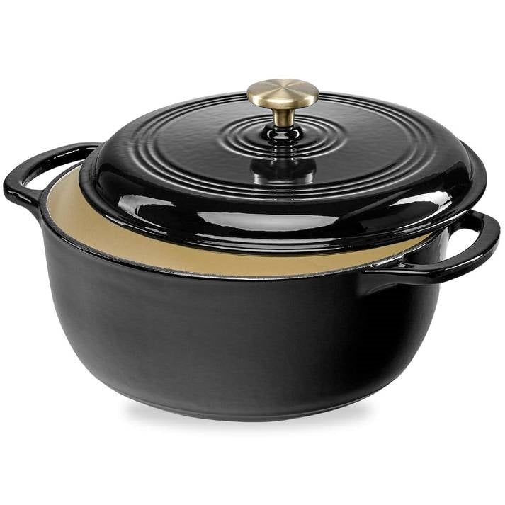 6 Quart Large Black Enamel Cast-Iron Dutch Oven Kitchen Cookware LuxuryLifeWay Online Store