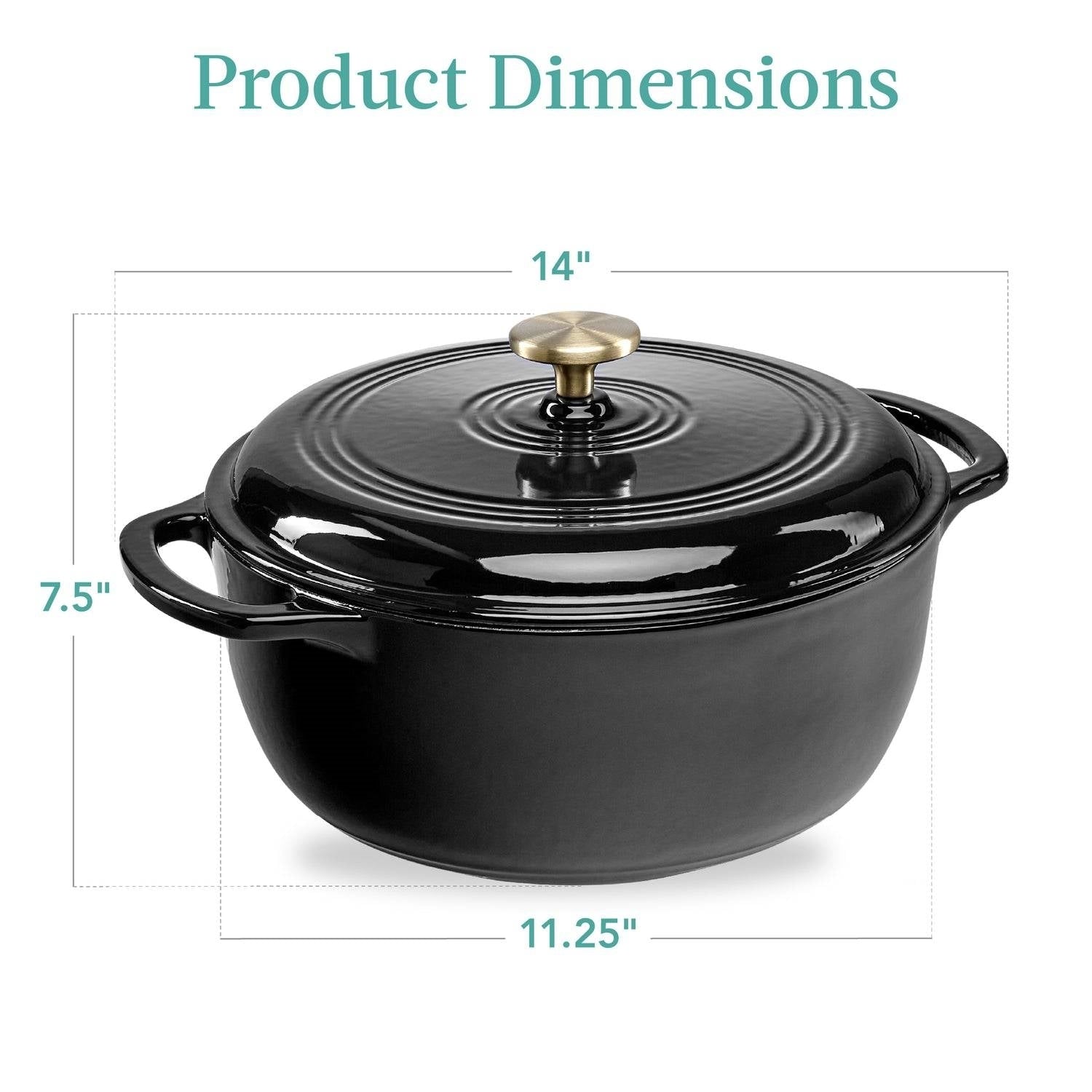 6 Quart Large Black Enamel Cast-Iron Dutch Oven Kitchen Cookware LuxuryLifeWay Online Store