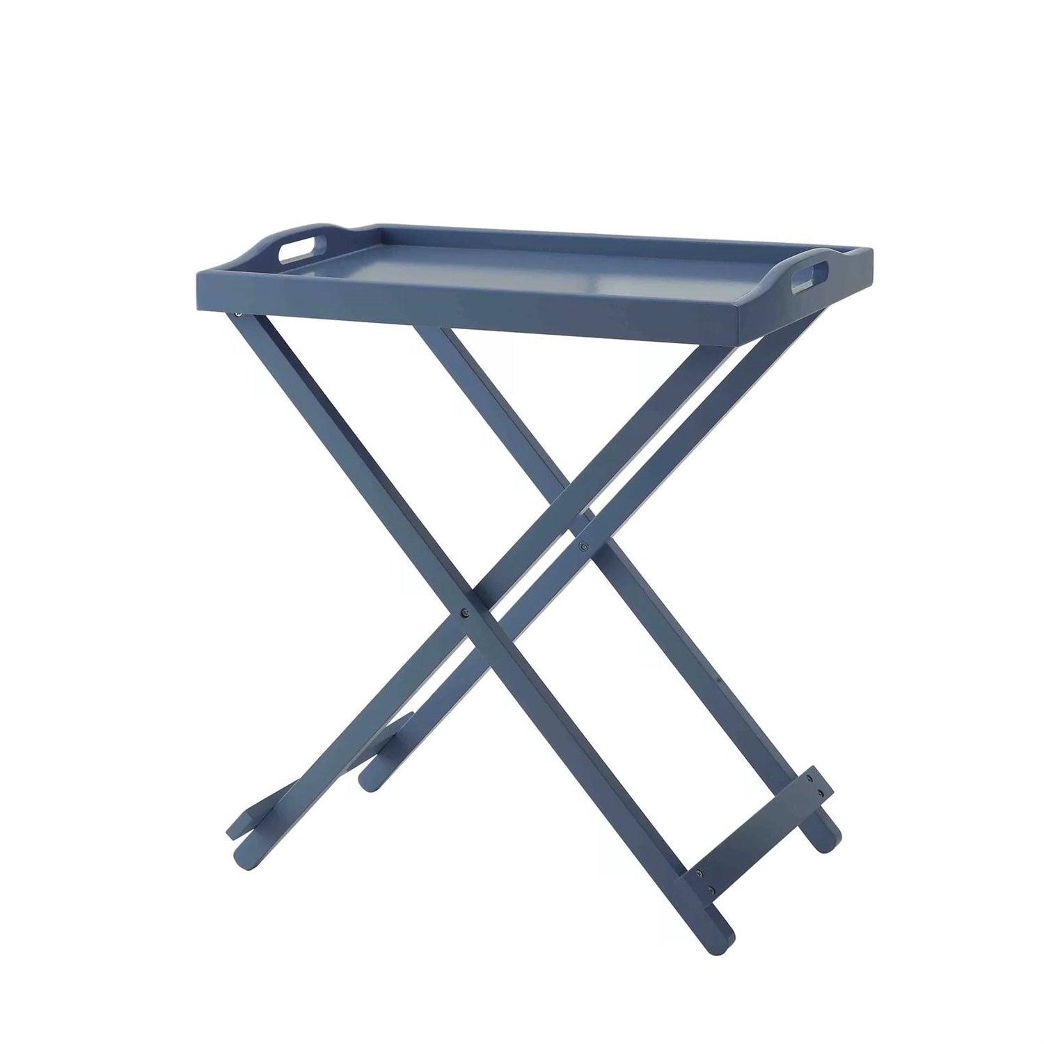 Folding TV Tray Bedside Table in Blue Wood Finish LuxuryLifeWay Online Store