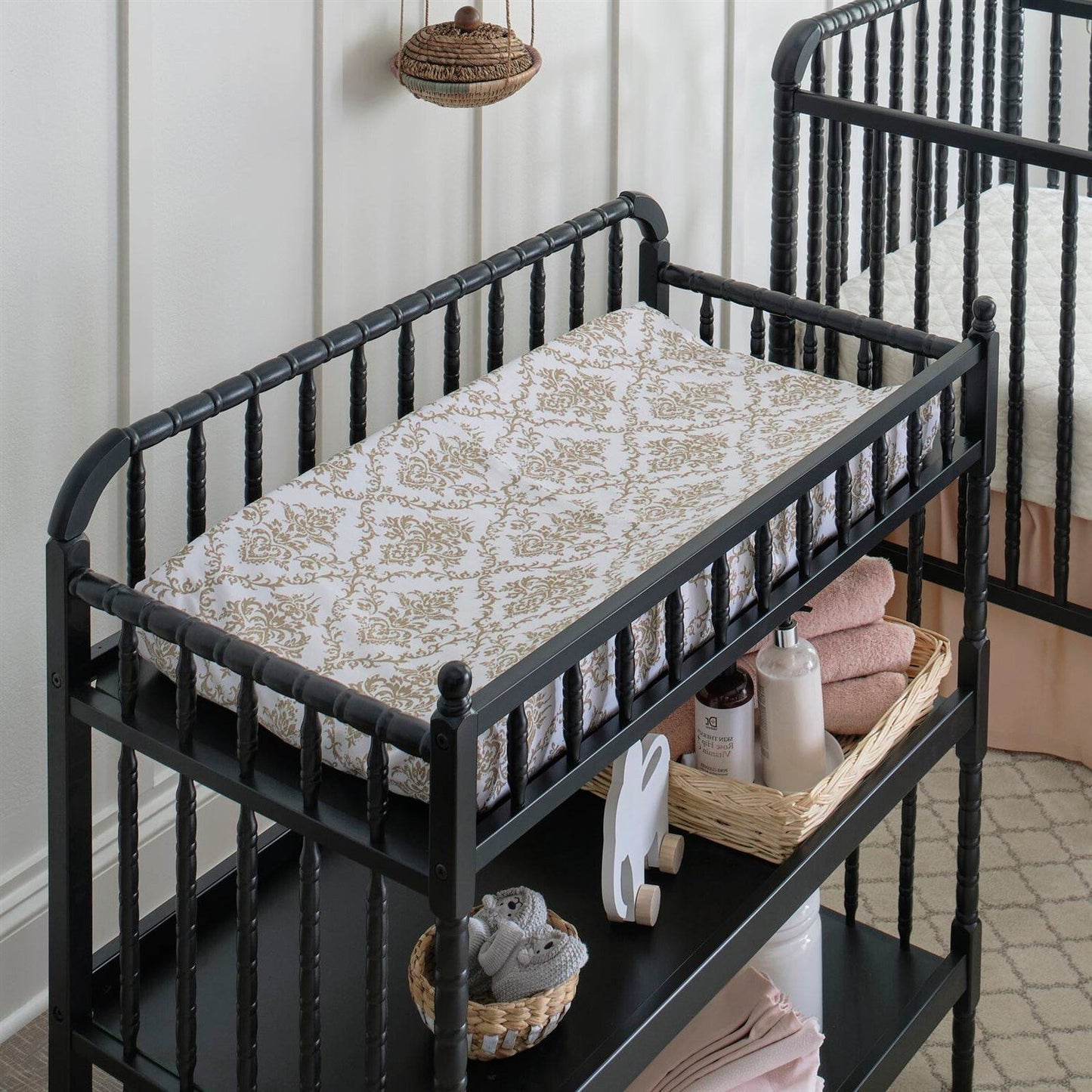 Changing Table in Black Wood Finish with 1-inch Waterproof Changing Pad LuxuryLifeWay Online Store
