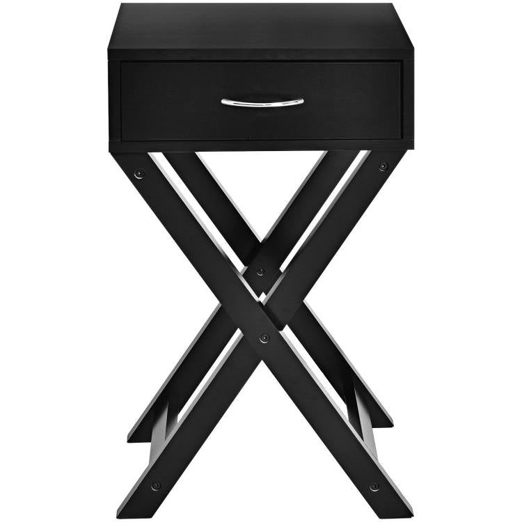 X-Shape 1 Drawer Nightstand End Side Table Storage in Black LuxuryLifeWay Online Store