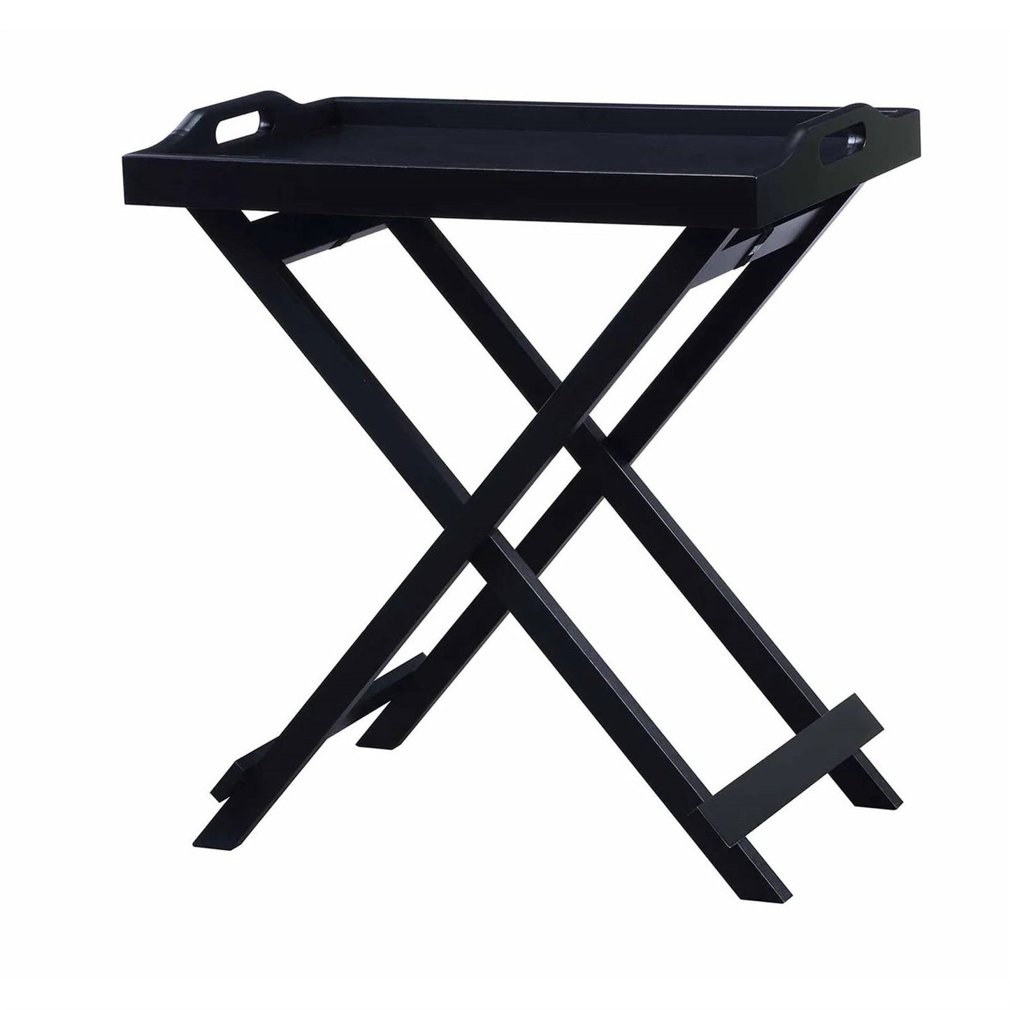Folding TV Tray Bedside Table in Black Wood Finish LuxuryLifeWay Online Store