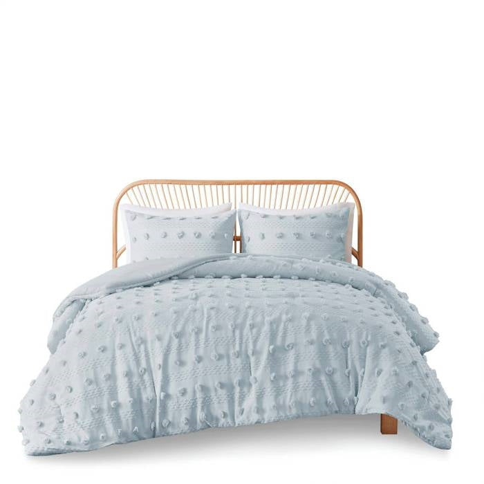 King/Cal King 3-Piece Blue Pompom Microfiber Hypoallergenic Comforter Set LuxuryLifeWay Online Store
