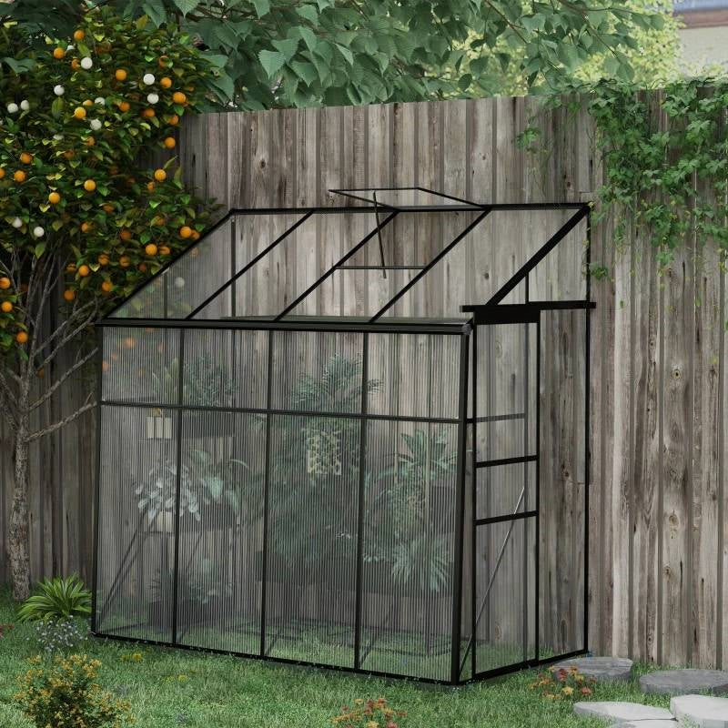 8.3 ft x 4.1 ft Outdoor Polycarbonate Lean-to Greenhouse with Black Metal Frame LuxuryLifeWay Online Store