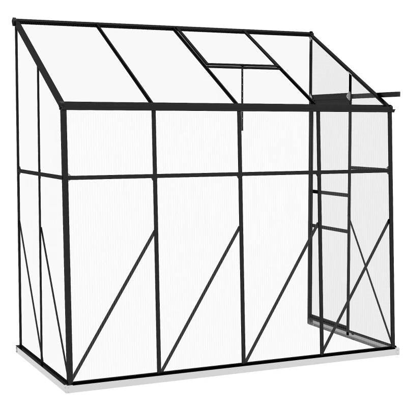8.3 ft x 4.1 ft Outdoor Polycarbonate Lean-to Greenhouse with Black Metal Frame LuxuryLifeWay Online Store