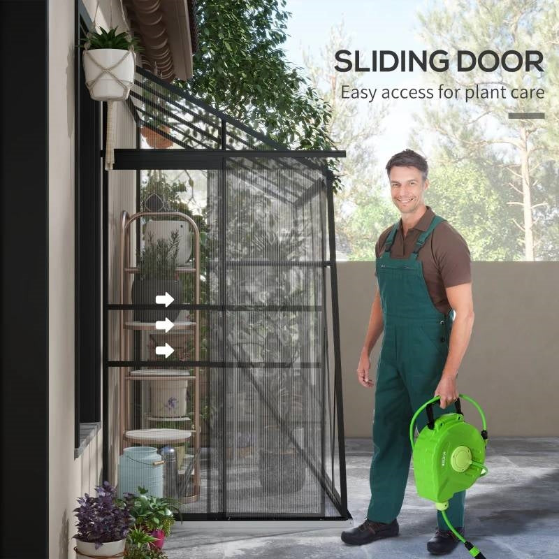 8.3 ft x 4.1 ft Outdoor Polycarbonate Lean-to Greenhouse with Black Metal Frame LuxuryLifeWay Online Store