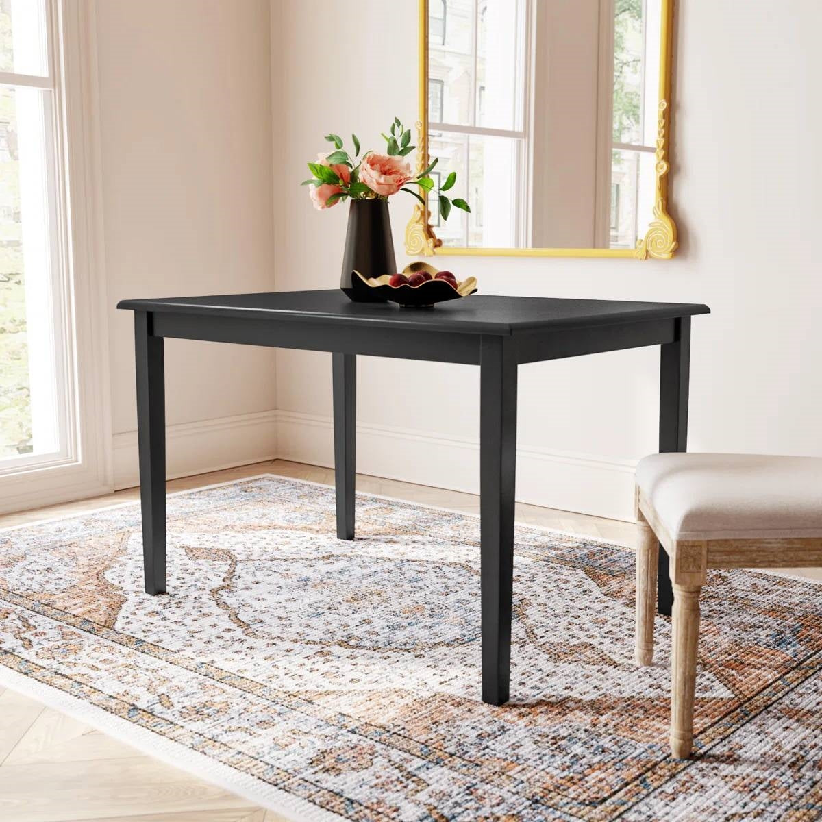 Farmhouse 32 x 48 inch Dining Table in Black Wood Finish LuxuryLifeWay Online Store