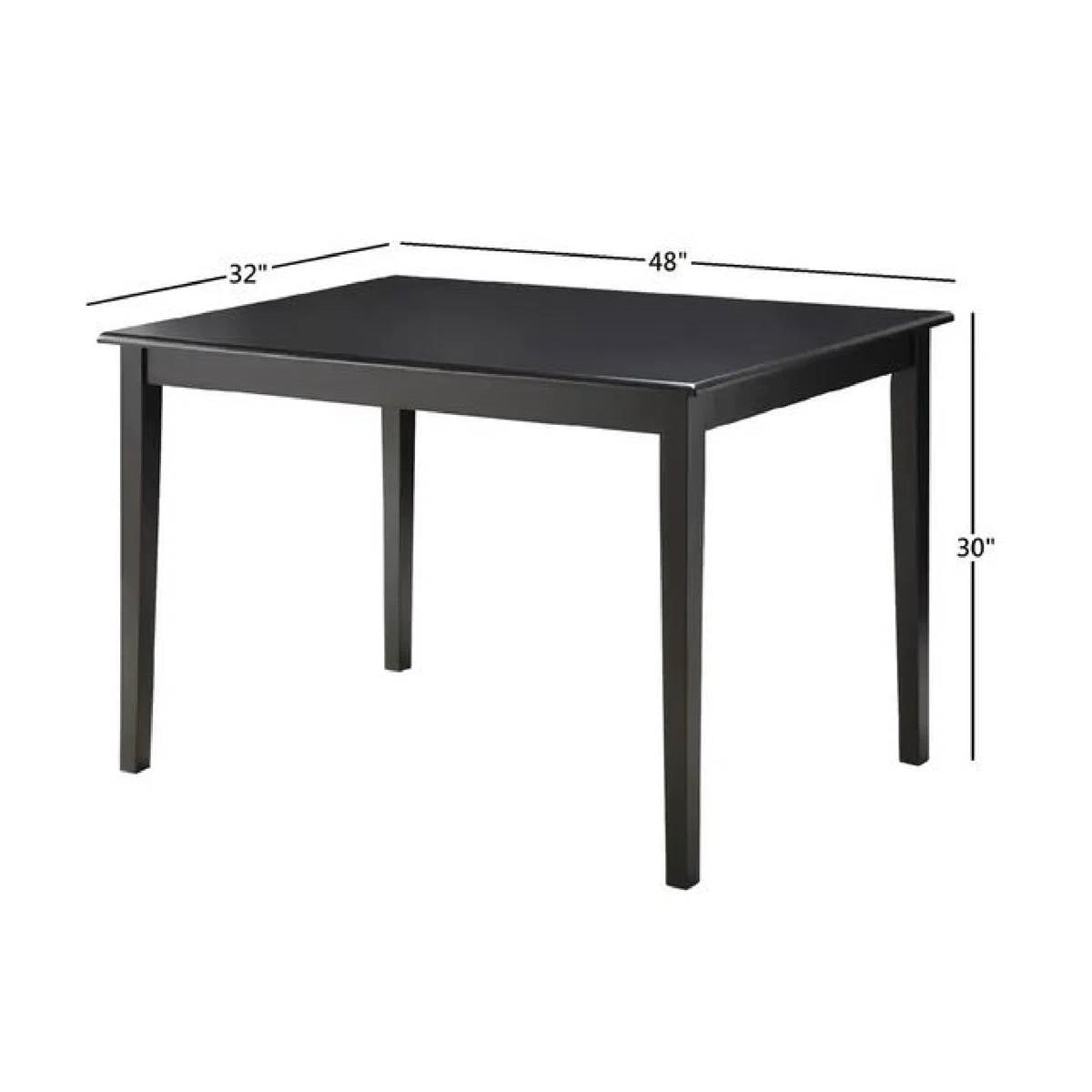 Farmhouse 32 x 48 inch Dining Table in Black Wood Finish LuxuryLifeWay Online Store