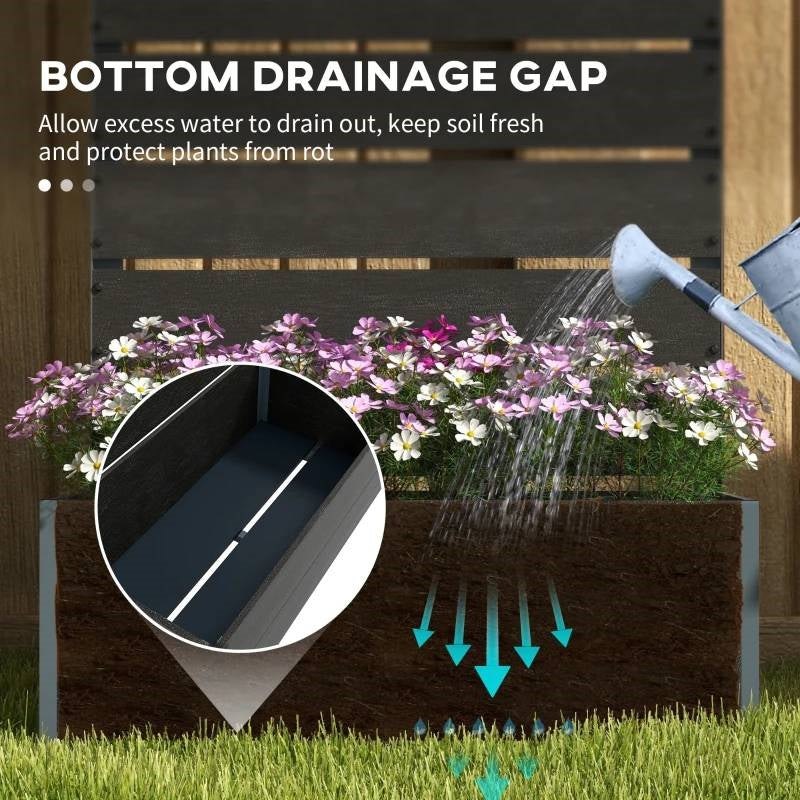 Outdoor Raised Bed Planter with Slatted Fence Trellis in Black Wood Finish LuxuryLifeWay Online Store