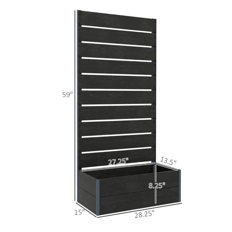Outdoor Raised Bed Planter with Slatted Fence Trellis in Black Wood Finish LuxuryLifeWay Online Store