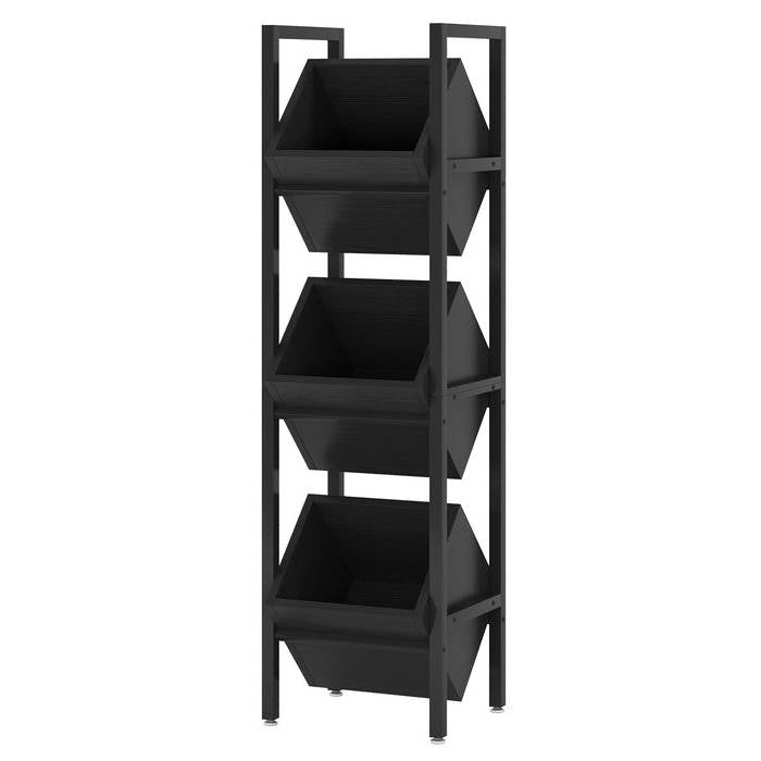 Black Industrial Farmhouse 3 Bin 36 Bottle Wine Rack Storage Display Shelf LuxuryLifeWay Online Store