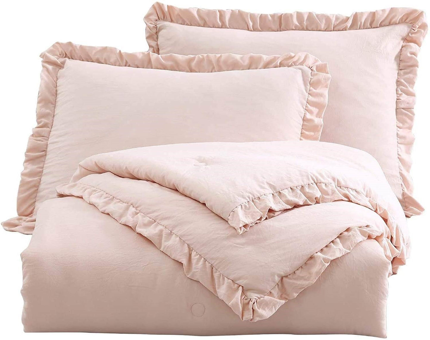 King Oversized Pink Ruffled Edge Microfiber Comforter Set LuxuryLifeWay Online Store
