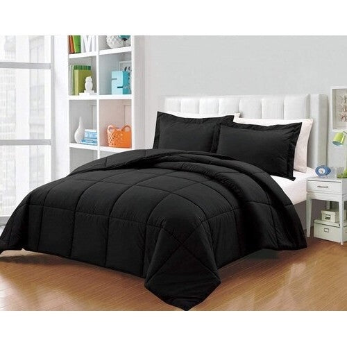 King Size Reversible Microfiber Down Alternative Comforter Set in Black LuxuryLifeWay Online Store