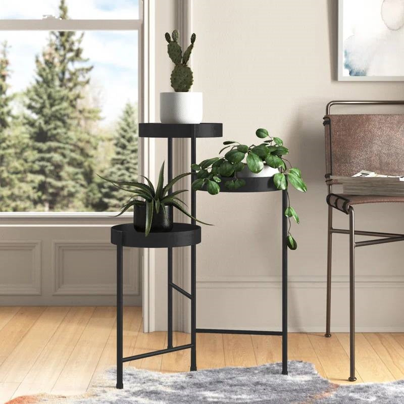 Modern Black Metal 3-Tier Flower Pot Plant Stand LuxuryLifeWay Online Store