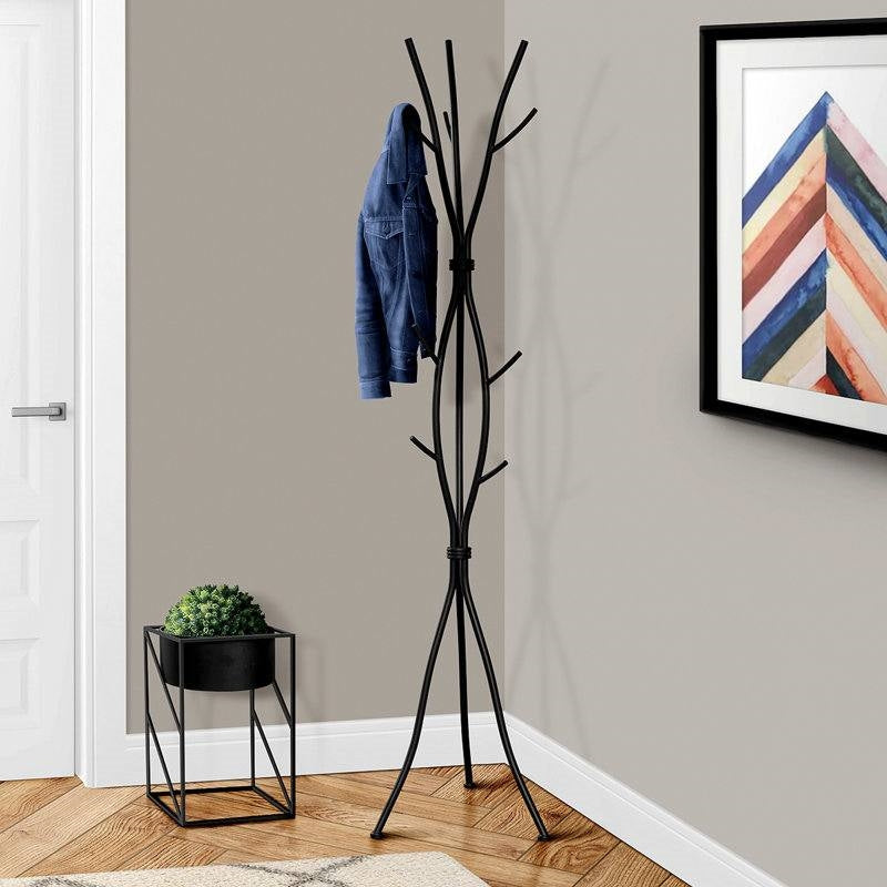 74-inch Freestanding Black Metal Coat Rack Entryway Hall Tree Umbrella Stand LuxuryLifeWay Online Store