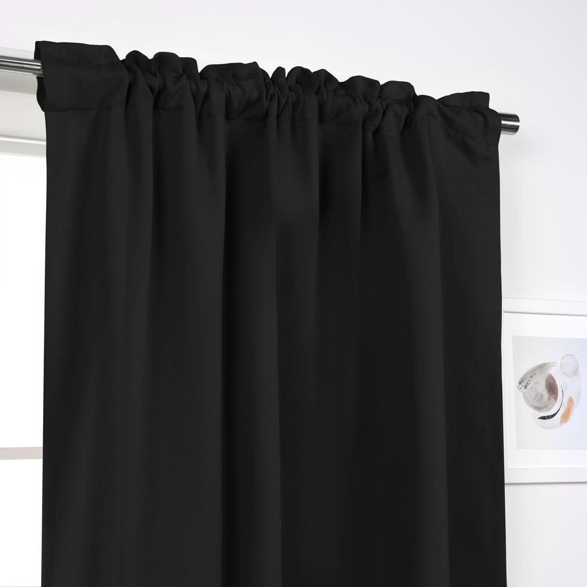 52 x 63 inch Solid Black Thermal Blackout Curtain Panels - Set of 2 LuxuryLifeWay Online Store